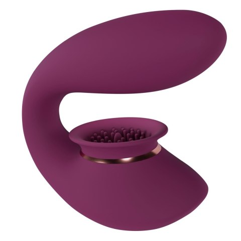 Wibrator z funkcją ssania, ładowany USB – silikonowy – 10 trybów -Bordowy-Twitch 3