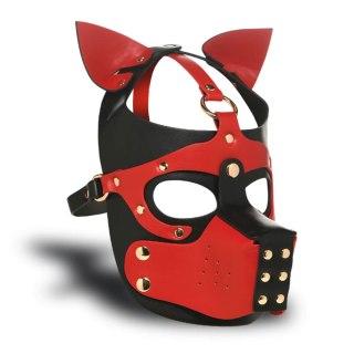 Maska na twarz czerwono-czarna pies Hound Hood with Muzzle