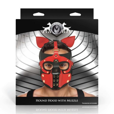 Maska na twarz czerwono-czarna pies Hound Hood with Muzzle
