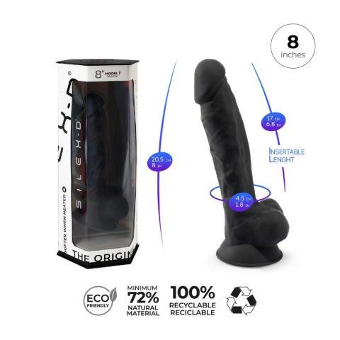 Dildo silikonowe z przyssawką czarny 20.3cm Model 1 Silexd