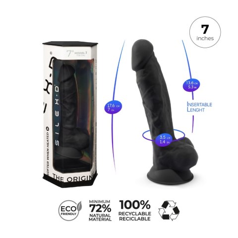 Dildo silikonowe z przyssawką czarny 20cm Model 1 Silexd