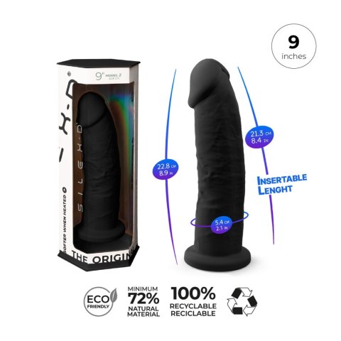 Dildo silikonowe z przyssawką czarny 24cm Model 2 Silexd