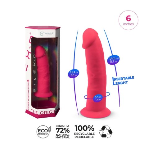 Dildo silikonowe z przyssawką fuksja 15.4cm Model 2 Silexd