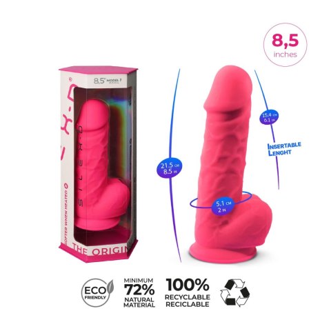 Dildo silikonowe z przyssawką fuksja 20.5cm Model 4 Silexd