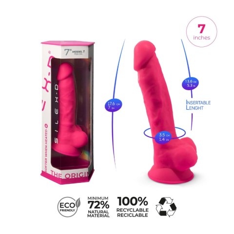 Dildo silikonowe z przyssawką fuksja 20cm Model 1 Silexd