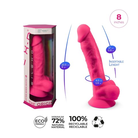 Dildo silikonowe z przyssawką fuksja 20cm Model 1 Silexd