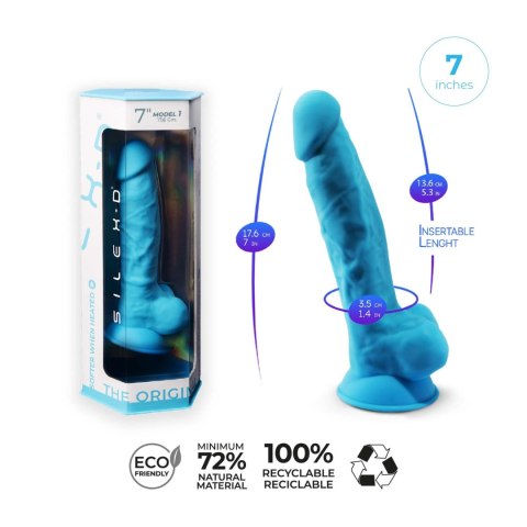 Dildo silikonowe z przyssawką niebieski 17.8cm Model 1 Silexd