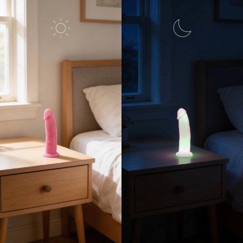 Dildo termiczne świecące w ciemności różowe 16cm Model 2 Silexd CNEX