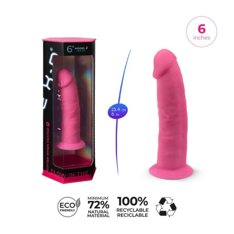 Dildo termiczne świecące w ciemności różowe 16cm Model 2 Silexd CNEX