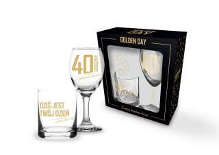 GOLDEN DAY - Zestaw szklanka i kieliszek - 40