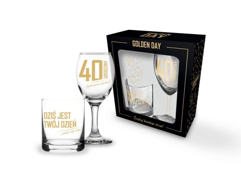 GOLDEN DAY - Zestaw szklanka i kieliszek - 40