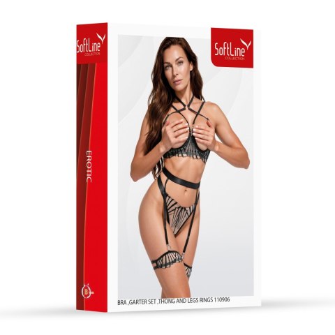 Bra ,garter set ,thong and leg ring 110906 black XL