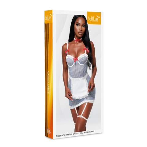Dress with a set of garters, thigh straps, thong and necklace 110907 3XL