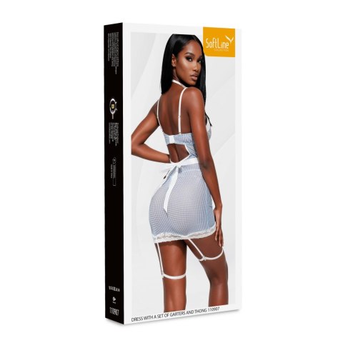 Dress with a set of garters, thigh straps, thong and necklace 110907 3XL