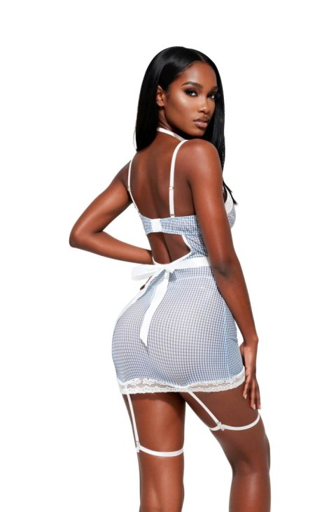 Dress with a set of garters, thigh straps, thong and necklace 110907 S/M