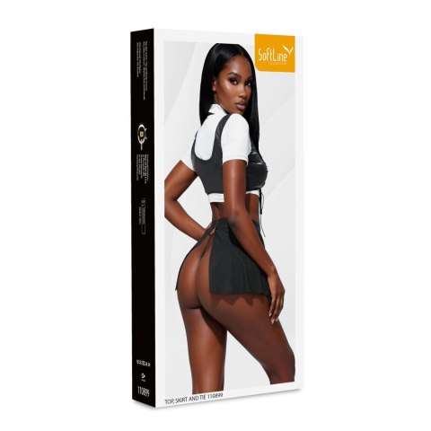 Top, skirt and tie 110899 black and white L