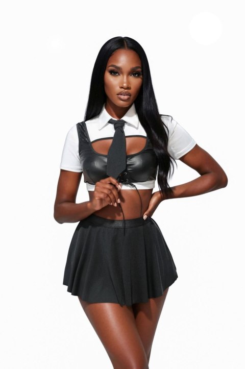 Top, skirt and tie 110899 black and white S/M
