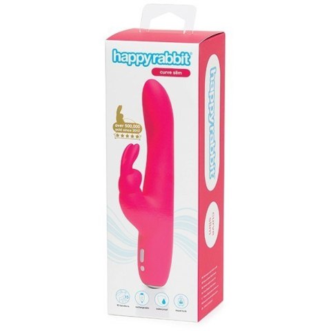 Wibrator Króliczek Slimline Curve Rabbit Vibrator Pink Happy Rabbit