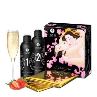 Zestaw Żeli Do Masażu O Zapachu Szampana Z Truskawkami Strawberry & Champagne 2x250ml Shunga