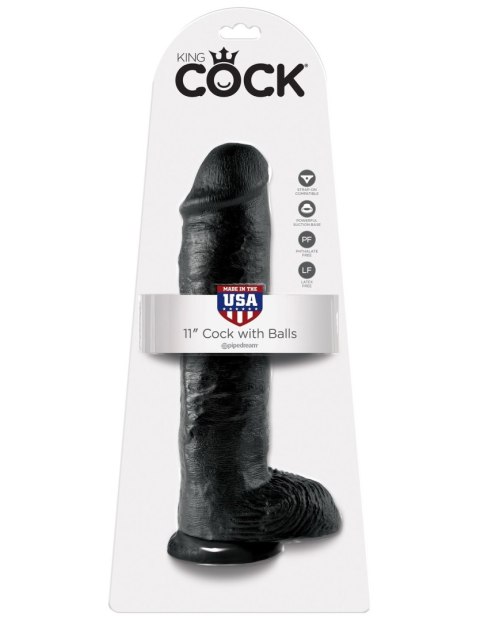 Dildo winylowe czarne 28cm King Cock