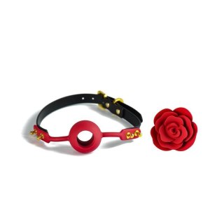 Silikonowy Knebel W Kształcie Róży Z Czarnymi Paskami Zalo & Upko Doll Series Rose Ball Gag UPKO