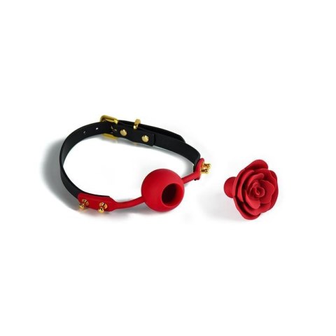 Knebel W Kształcie Róży Z Czarnymi Paskami Zalo & Upko Doll Series Rose Ball Gag UPKO