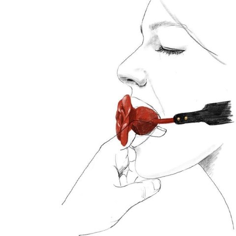 Knebel W Kształcie Róży Z Czarnymi Paskami Zalo & Upko Doll Series Rose Ball Gag UPKO
