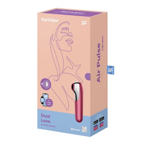 Stymulator łechtaczki z wibratorem Dual Love Red Satisfayer