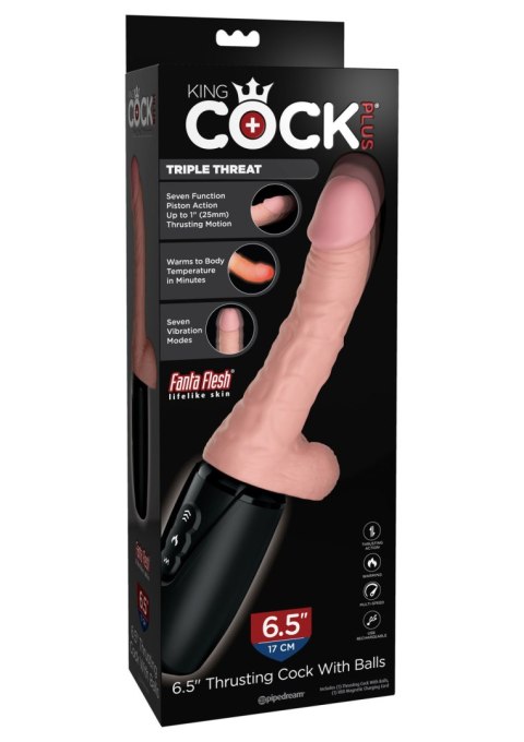 Wibrator z funkcją grzania i pchnięć Triple Threat King Cock Plus
