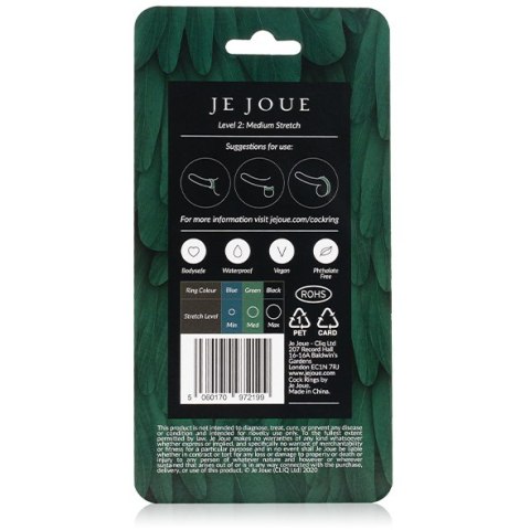 Rozciągliwy Silikonowy Pierścień Erekcyjny Medium Stretch Silicone Cock Ring Green Je Joue