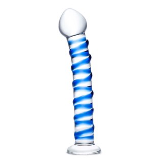 Dildo szklane żebrowane 18cm Blue Spiral Gläs