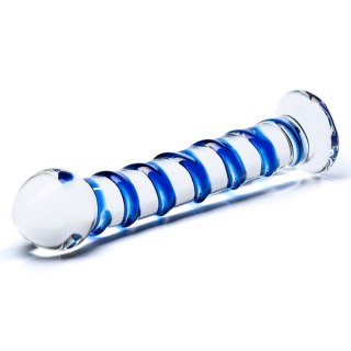 Dildo szklane żebrowane 18cm Blue Spiral Gläs