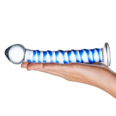 Dildo szklane żebrowane 18cm Blue Spiral Gläs