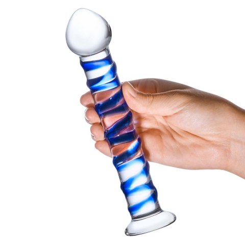 Dildo szklane żebrowane 18cm Blue Spiral Gläs