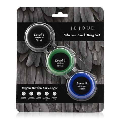 Zestaw Trzech Rozciągliwych Silikonowych Pierścieni Erekcyjnych Silicone Cock Ring Trio - All 3 Stretch Levels Je Joue