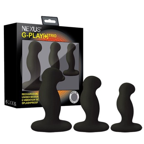 Zestaw Trzech Różnych Masażerów Prostaty G-Play+ Trio S/M/L Black Nexus
