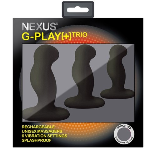 Zestaw Trzech Różnych Masażerów Prostaty G-Play+ Trio S/M/L Black Nexus