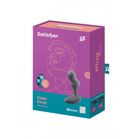 Sterowany Aplikacją Korek Analny Deep Diver Connect App Grey Satisfyer