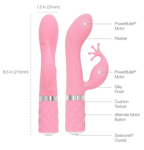 Wibrator Króliczek Z Kryształem Swarovski® Soft-Touch Różowy - PILLOW TALK KINKY PINK
