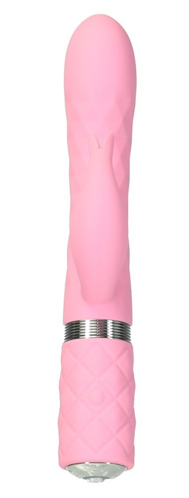 Dwusilnikowy Wibrator Króliczek Z Kryształem Swarovski® Różowy Silikonowy - PILLOW TALK LIVELY PINK