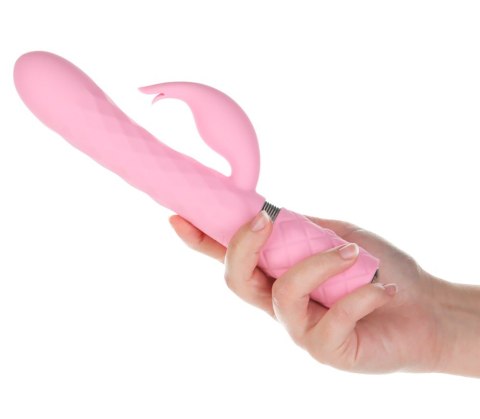 Dwusilnikowy Wibrator Króliczek Z Kryształem Swarovski® Różowy Silikonowy - PILLOW TALK LIVELY PINK