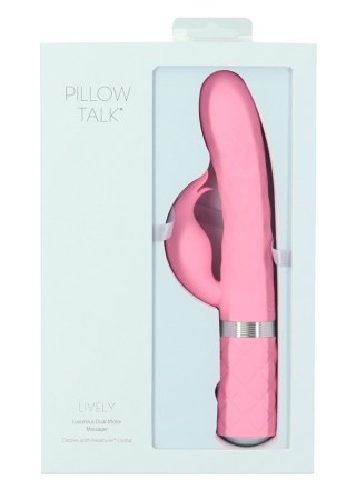 Dwusilnikowy Wibrator Króliczek Z Kryształem Swarovski® Różowy Silikonowy - PILLOW TALK LIVELY PINK