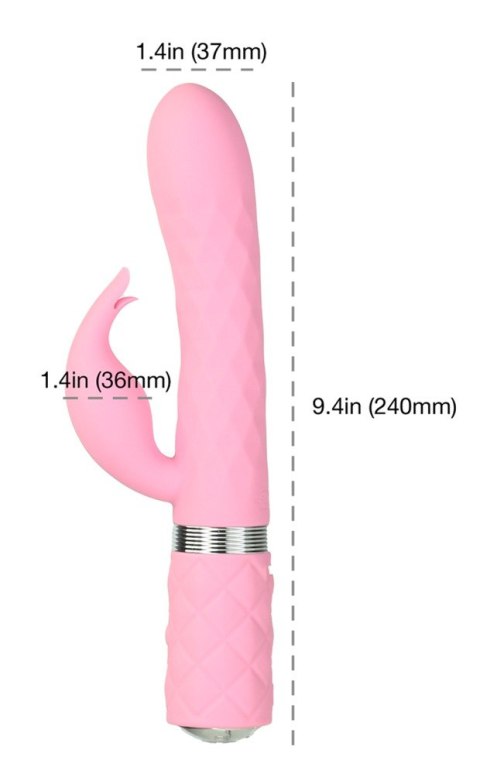 Dwusilnikowy Wibrator Króliczek Z Kryształem Swarovski® Różowy Silikonowy - PILLOW TALK LIVELY PINK