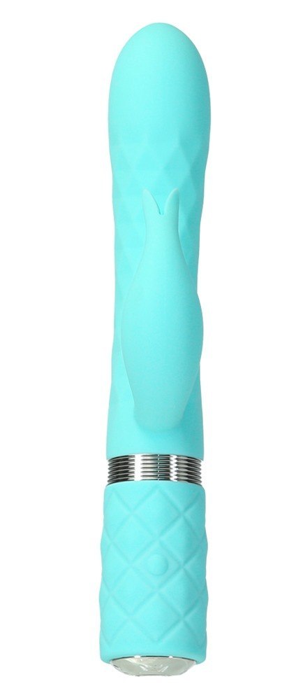 Dwusilnikowy Wibrator Króliczek Z Kryształem Swarovski® Morski Silikonowy - PILLOW TALK LIVELY TEAL