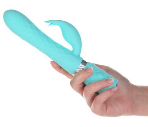 Dwusilnikowy Wibrator Króliczek Z Kryształem Swarovski® Morski Silikonowy - PILLOW TALK LIVELY TEAL