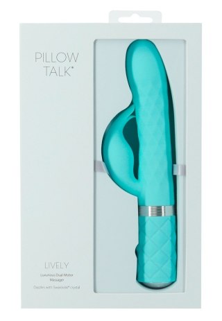 Dwusilnikowy Wibrator Króliczek Z Kryształem Swarovski® Morski Silikonowy - PILLOW TALK LIVELY TEAL