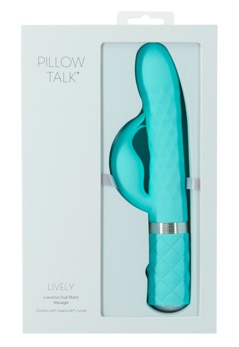 Dwusilnikowy Wibrator Króliczek Z Kryształem Swarovski® Morski Silikonowy - PILLOW TALK LIVELY TEAL