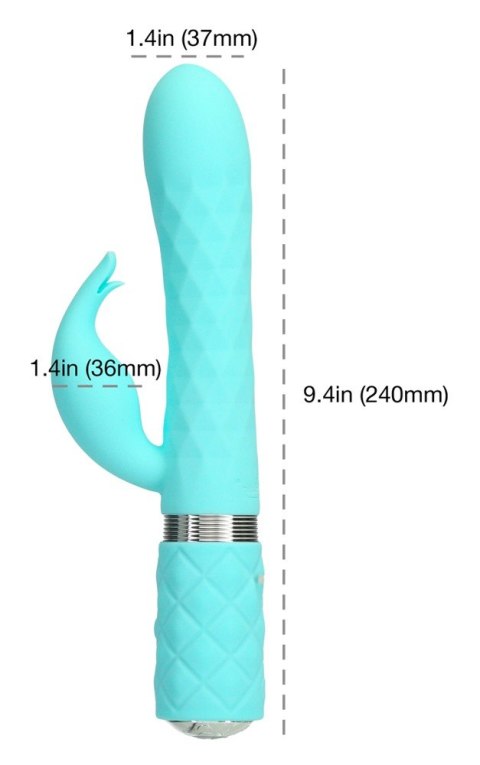 Dwusilnikowy Wibrator Króliczek Z Kryształem Swarovski® Morski Silikonowy - PILLOW TALK LIVELY TEAL