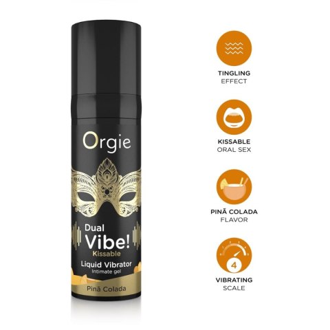 Wibrator W Płynie Dual Vibe! Pina Colada Kissable 15 Ml Orgie