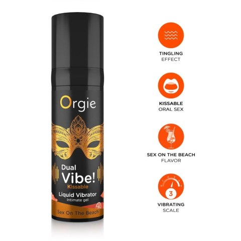 Wibrator W Płynie Dual Vibe! Sex On The Beach Kissable 15ml Orgie